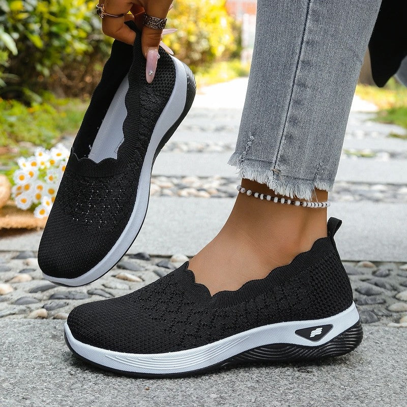 Lunari Knit Scalloped Slip-On Sneakers