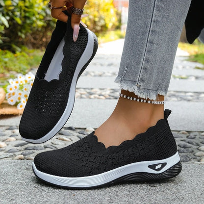 Lunari Knit Scalloped Slip-On Sneakers