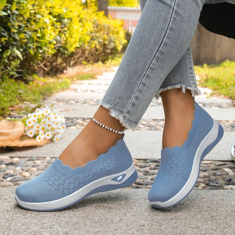 Lunari Knit Scalloped Slip-On Sneakers