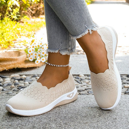 Lunari Knit Scalloped Slip-On Sneakers