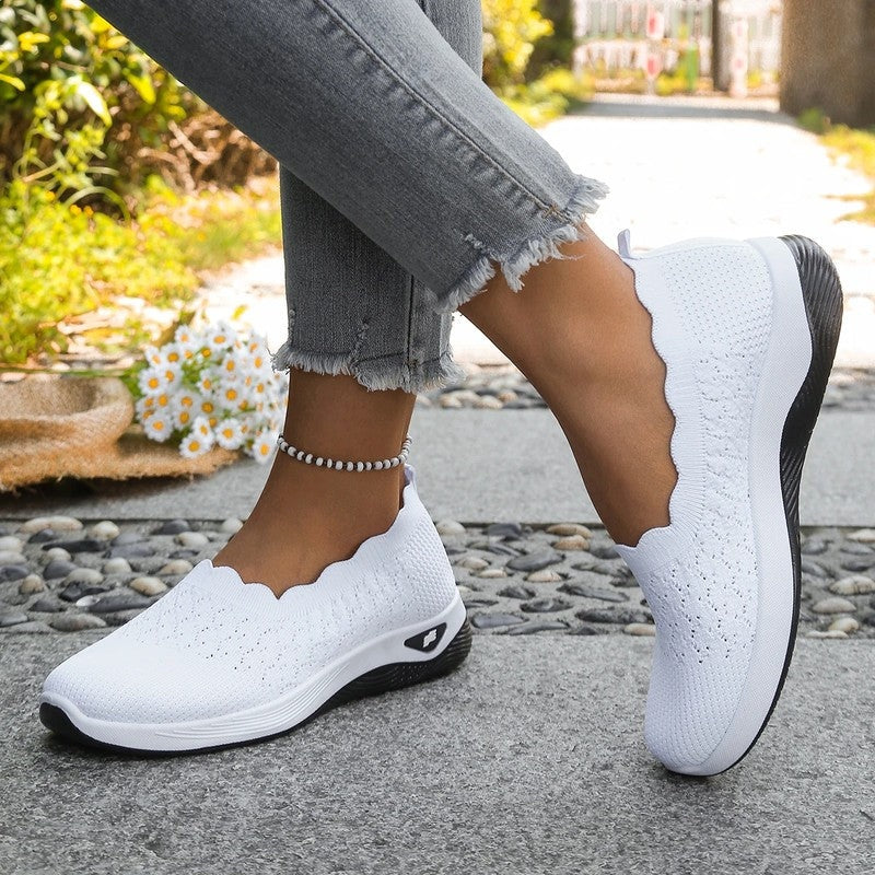 Lunari Knit Scalloped Slip-On Sneakers