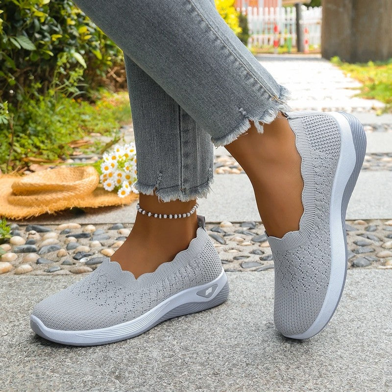 Lunari Knit Scalloped Slip-On Sneakers