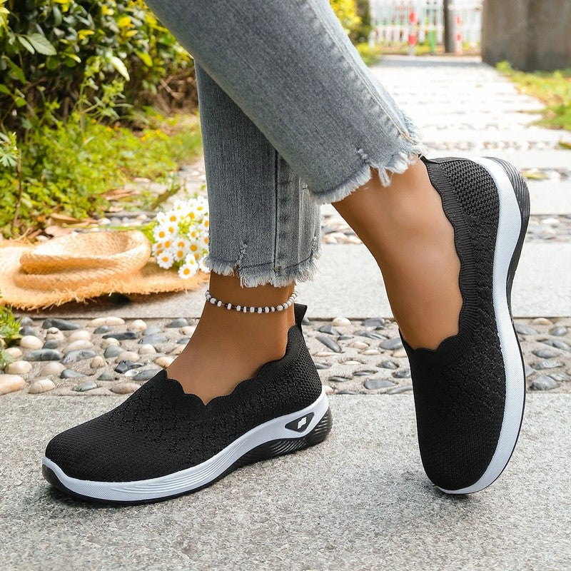 Lunari Knit Scalloped Slip-On Sneakers