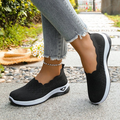 Lunari Knit Scalloped Slip-On Sneakers