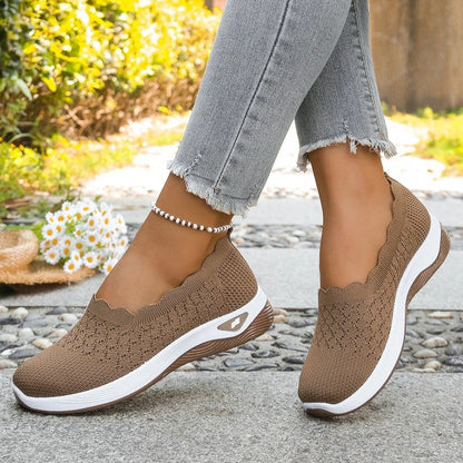 Lunari Knit Scalloped Slip-On Sneakers