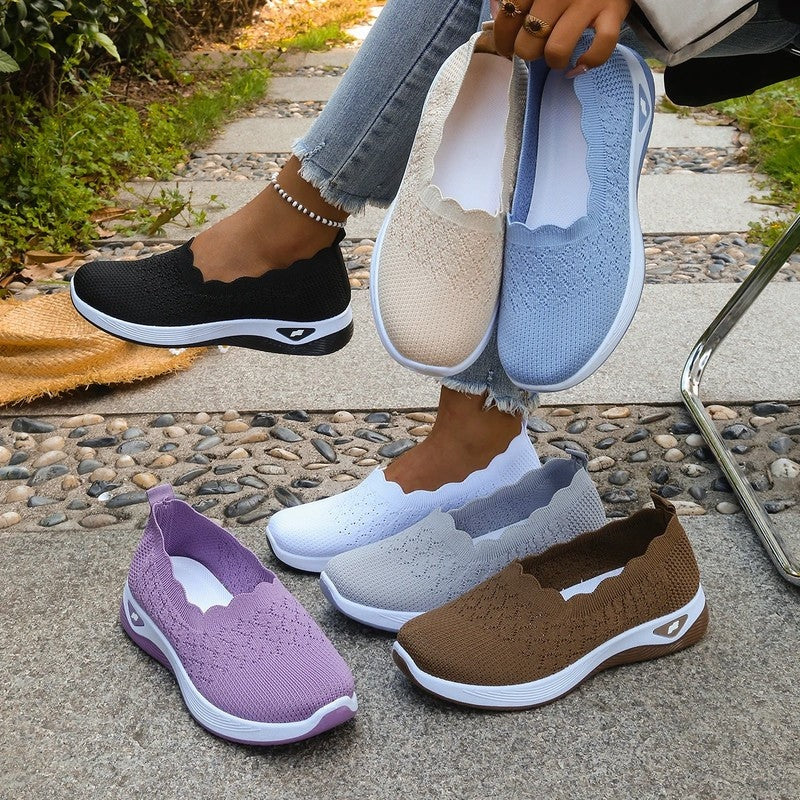 Lunari Knit Scalloped Slip-On Sneakers
