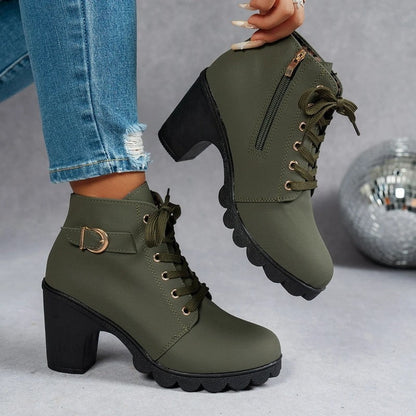 Lunari Lace-Up Block Heel Ankle Boots