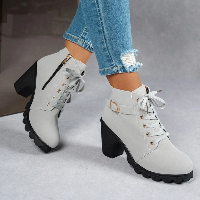 Lunari Lace-Up Block Heel Ankle Boots