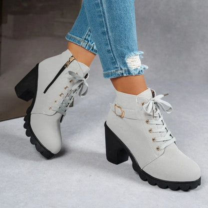 Lunari Lace-Up Block Heel Ankle Boots