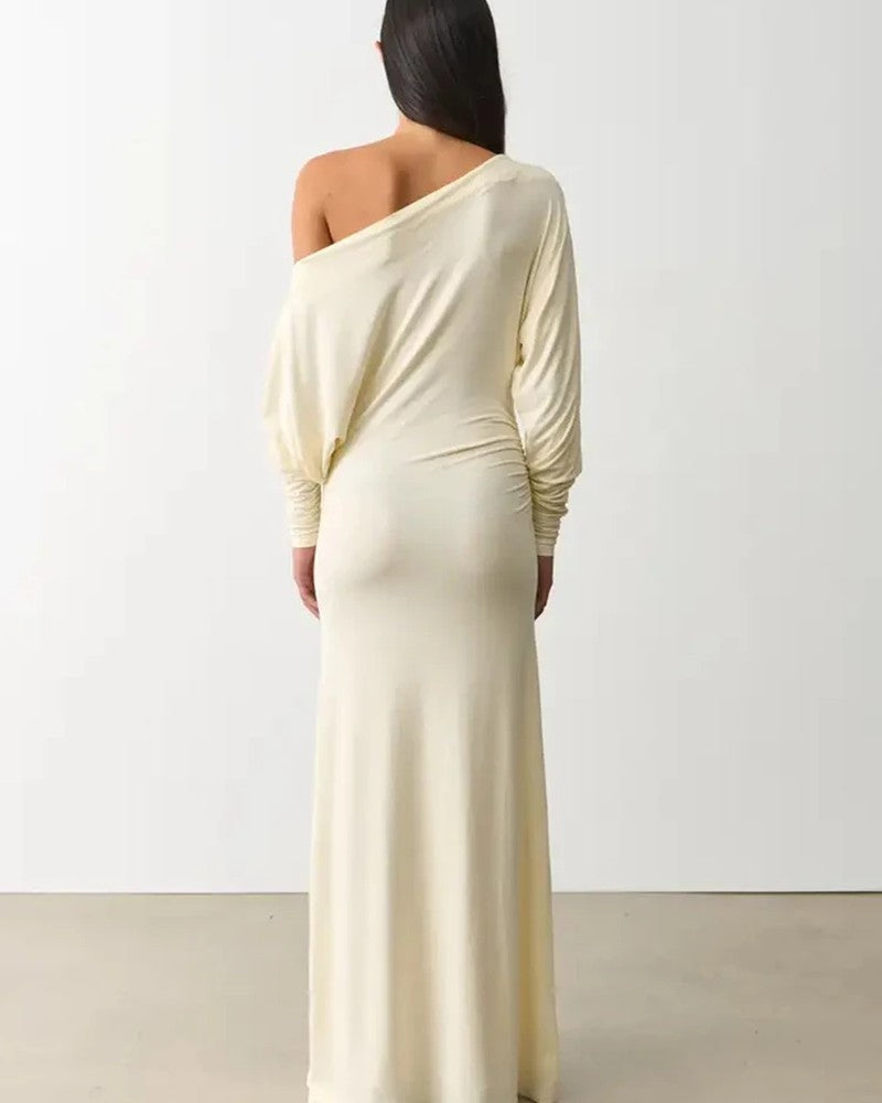Lunari One-Shoulder Draped Maxi Dress