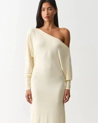 Lunari One-Shoulder Draped Maxi Dress