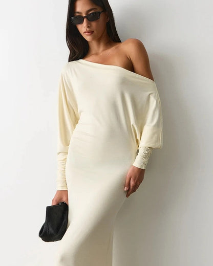 Lunari One-Shoulder Draped Maxi Dress