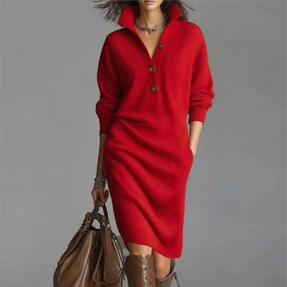 Lunari Relaxed Ribbed Knit Sweater Dress