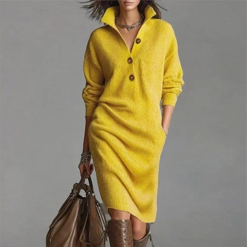 Lunari Relaxed Ribbed Knit Sweater Dress