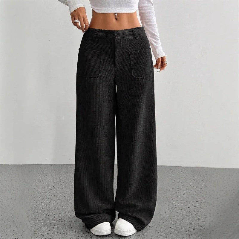 Lunari Relaxed Wide-Leg Corduroy Pants