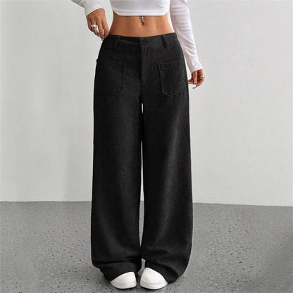 Lunari Relaxed Wide-Leg Corduroy Pants