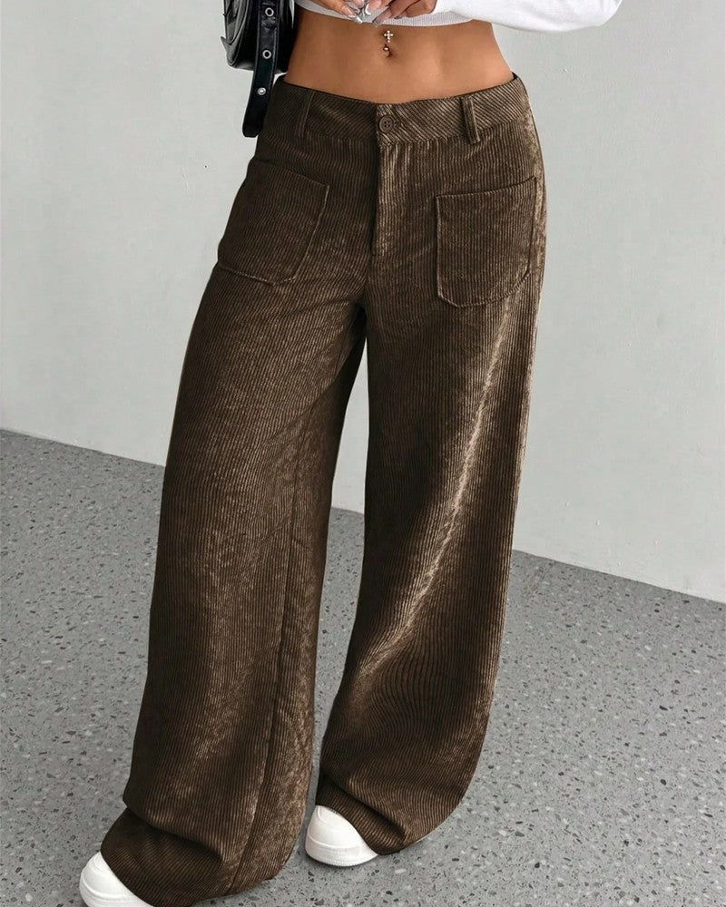 Lunari Relaxed Wide-Leg Corduroy Pants