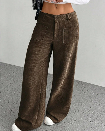 Lunari Relaxed Wide-Leg Corduroy Pants