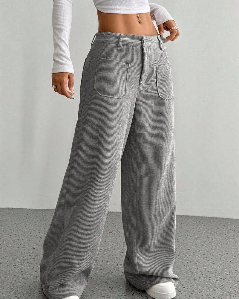 Lunari Relaxed Wide-Leg Corduroy Pants