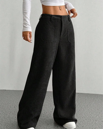 Lunari Relaxed Wide-Leg Corduroy Pants