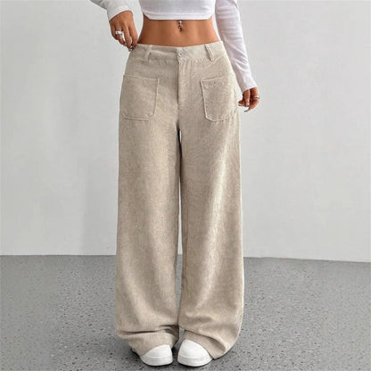 Lunari Relaxed Wide-Leg Corduroy Pants