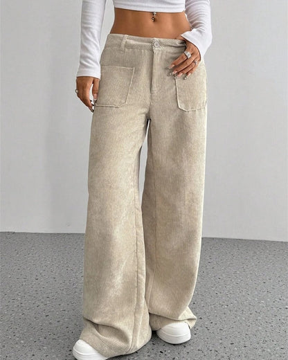 Lunari Relaxed Wide-Leg Corduroy Pants