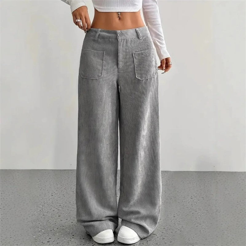 Lunari Relaxed Wide-Leg Corduroy Pants