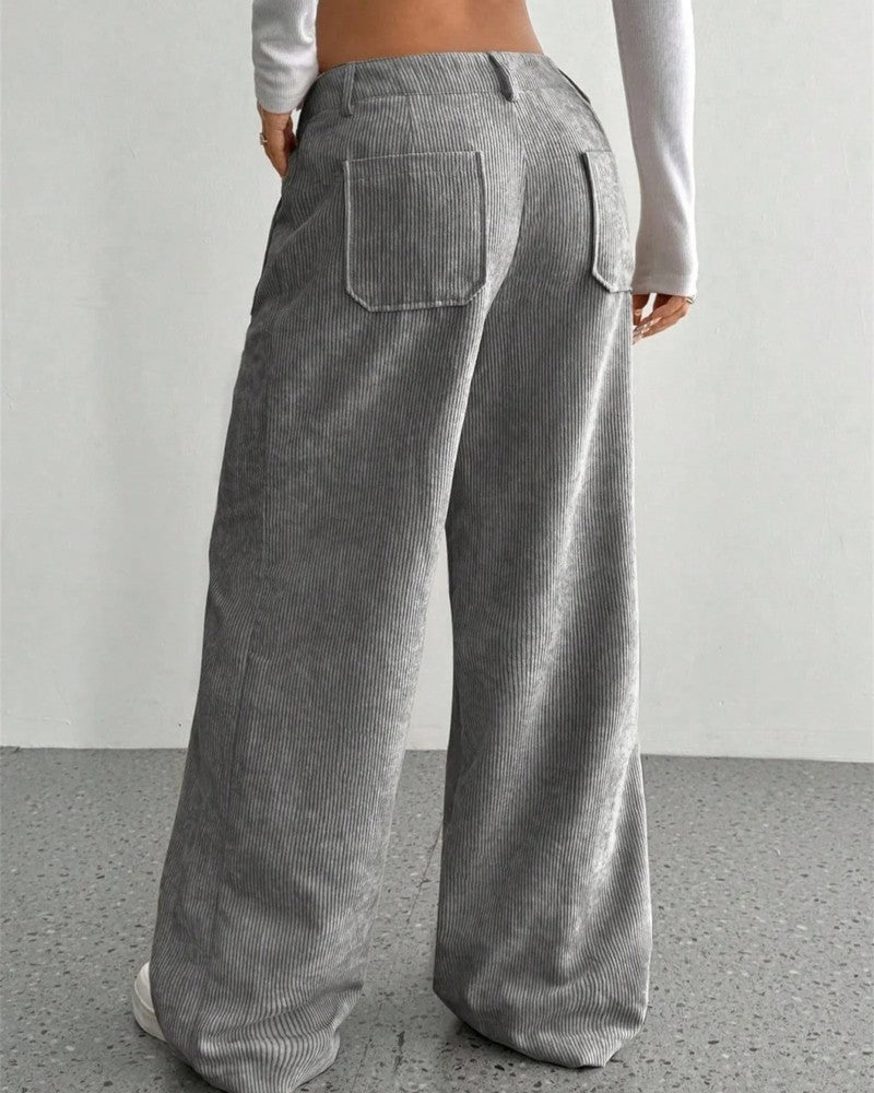 Lunari Relaxed Wide-Leg Corduroy Pants