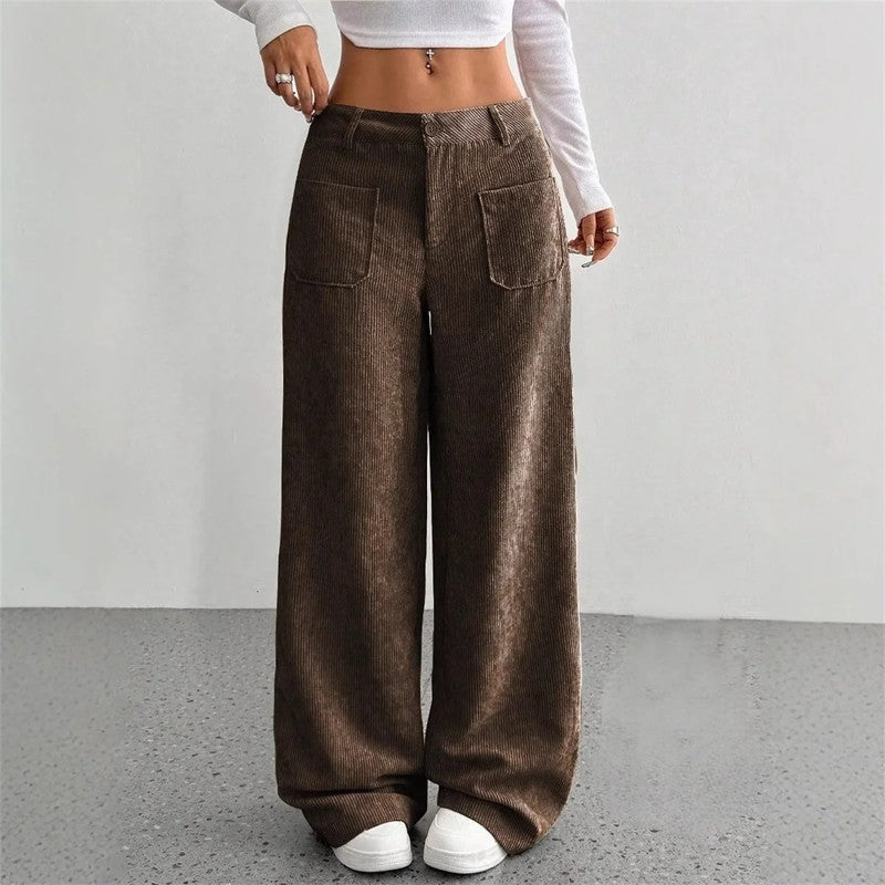 Lunari Relaxed Wide-Leg Corduroy Pants