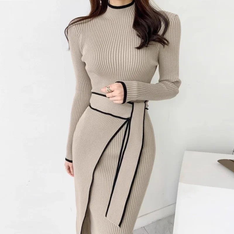 Lunari Ribbed Knit Belted Robe