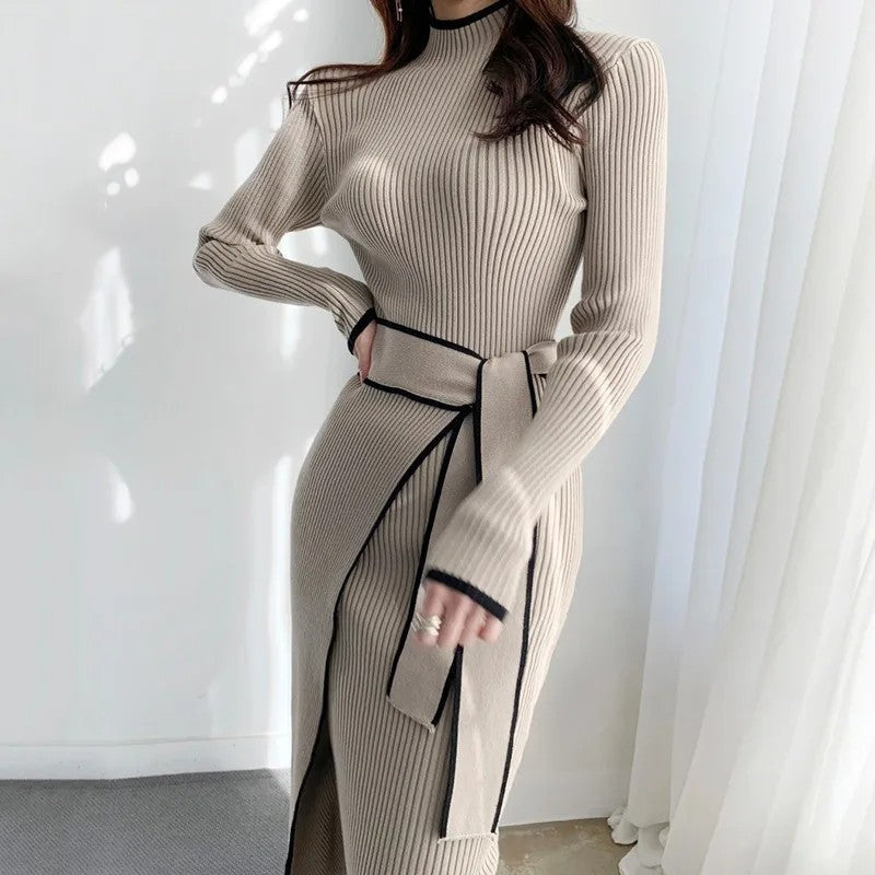 Lunari Ribbed Knit Belted Robe