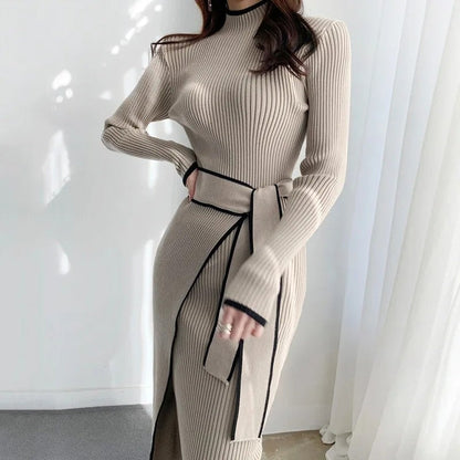 Lunari Ribbed Knit Belted Robe