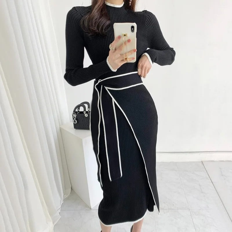 Lunari Ribbed Knit Belted Robe