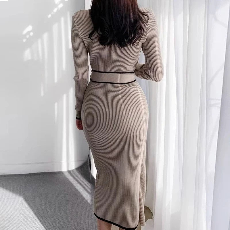 Lunari Ribbed Knit Belted Robe