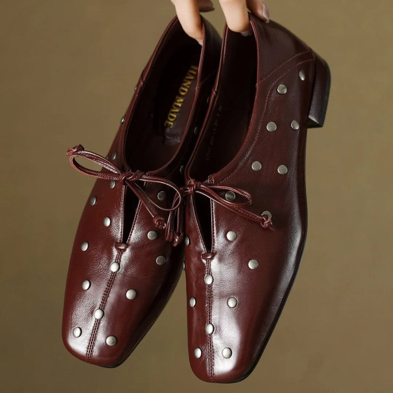 Lunari Studded Square Toe Oxford Shoes