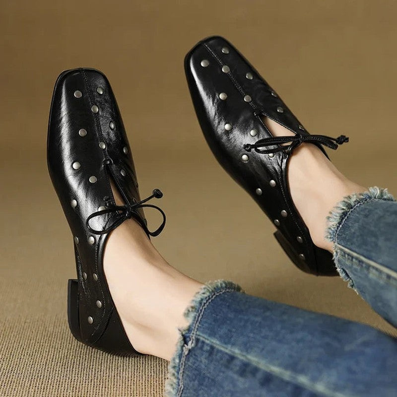 Lunari Studded Square Toe Oxford Shoes