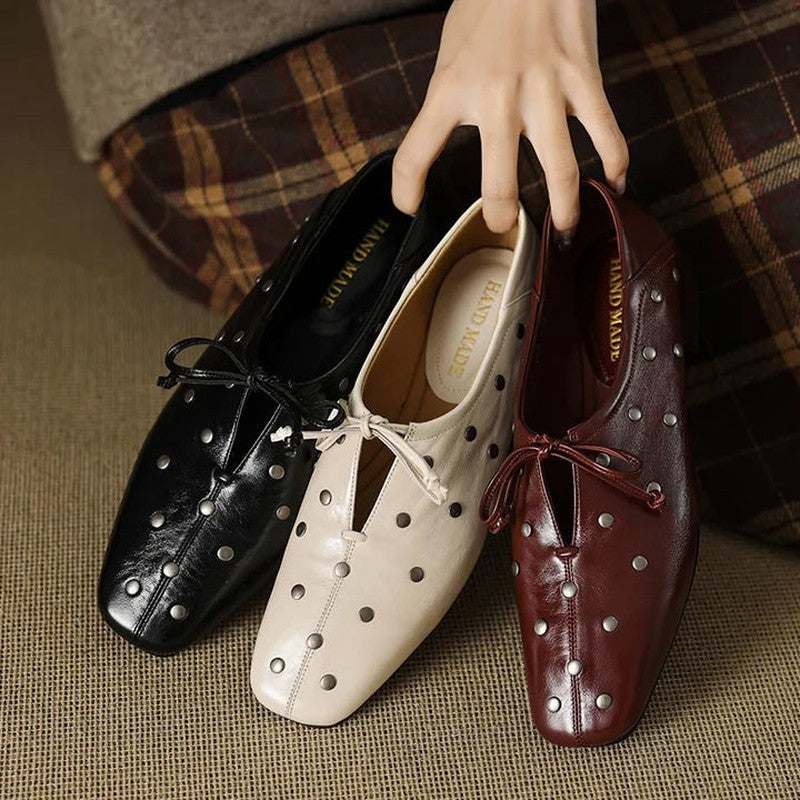 Lunari Studded Square Toe Oxford Shoes