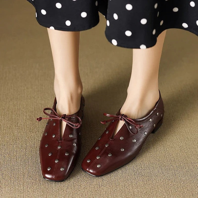 Lunari Studded Square Toe Oxford Shoes