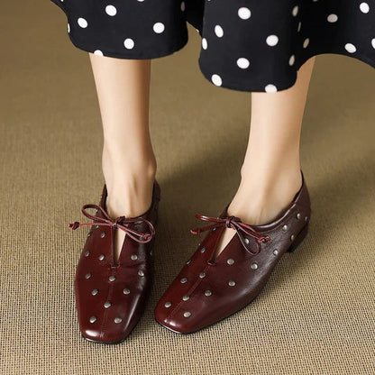Lunari Studded Square Toe Oxford Shoes