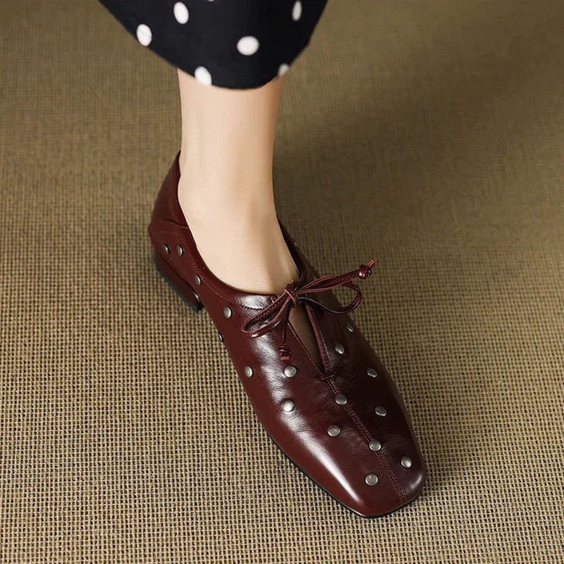 Lunari Studded Square Toe Oxford Shoes