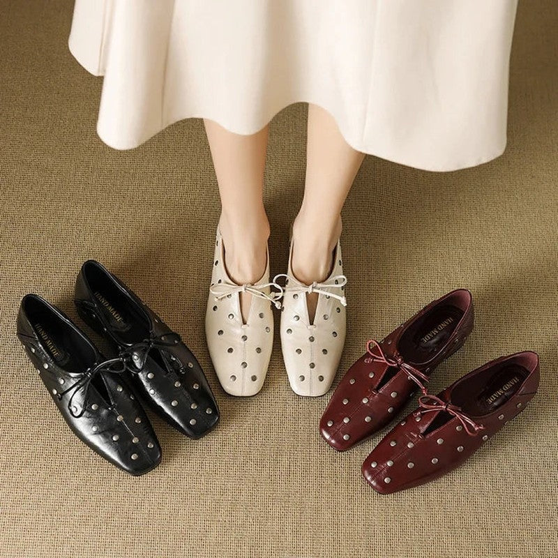 Lunari Studded Square Toe Oxford Shoes