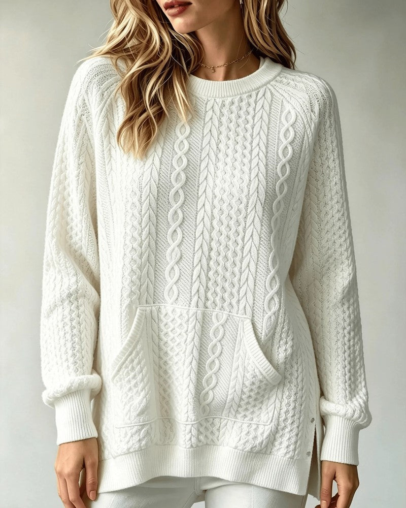 Lunelle Cable Knit Relaxed Pullover Sweater