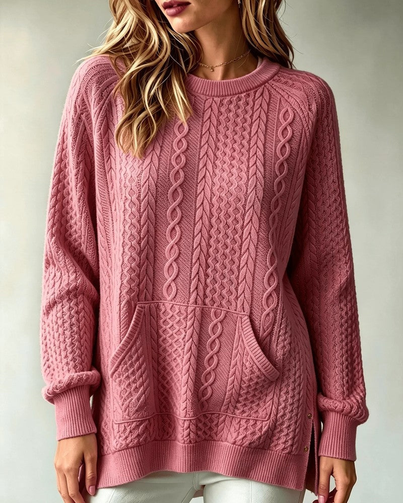 Lunelle Cable Knit Relaxed Pullover Sweater