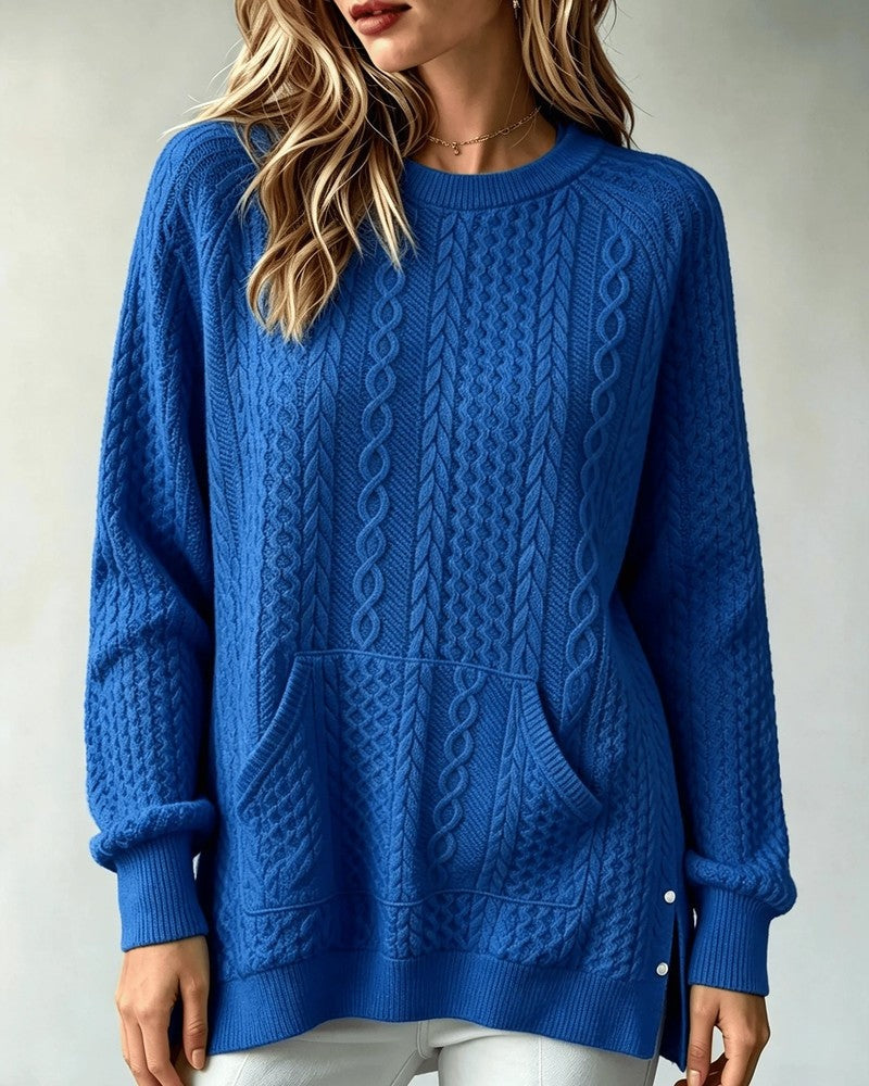 Lunelle Cable Knit Relaxed Pullover Sweater