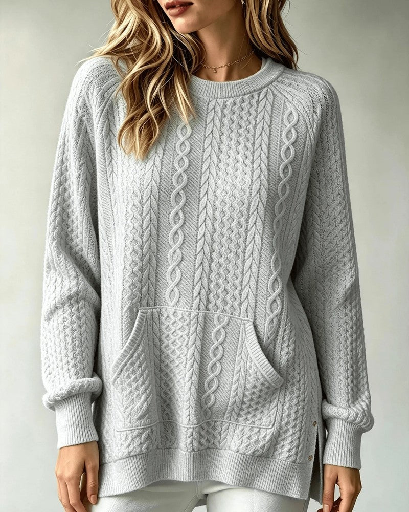 Lunelle Cable Knit Relaxed Pullover Sweater