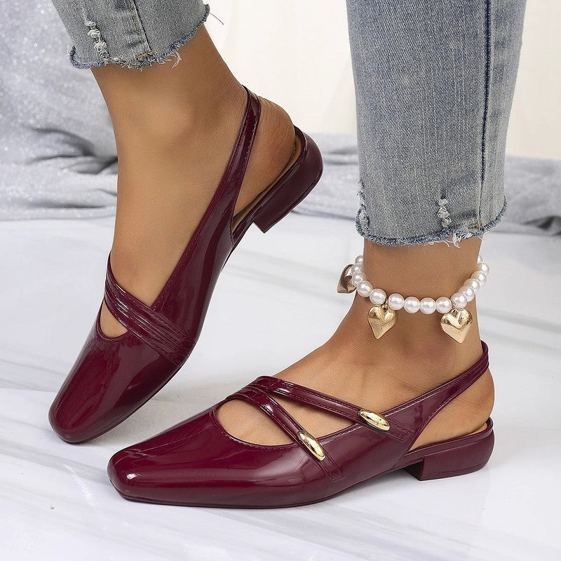 Lunelle Slingback Strap Square Toe Flats