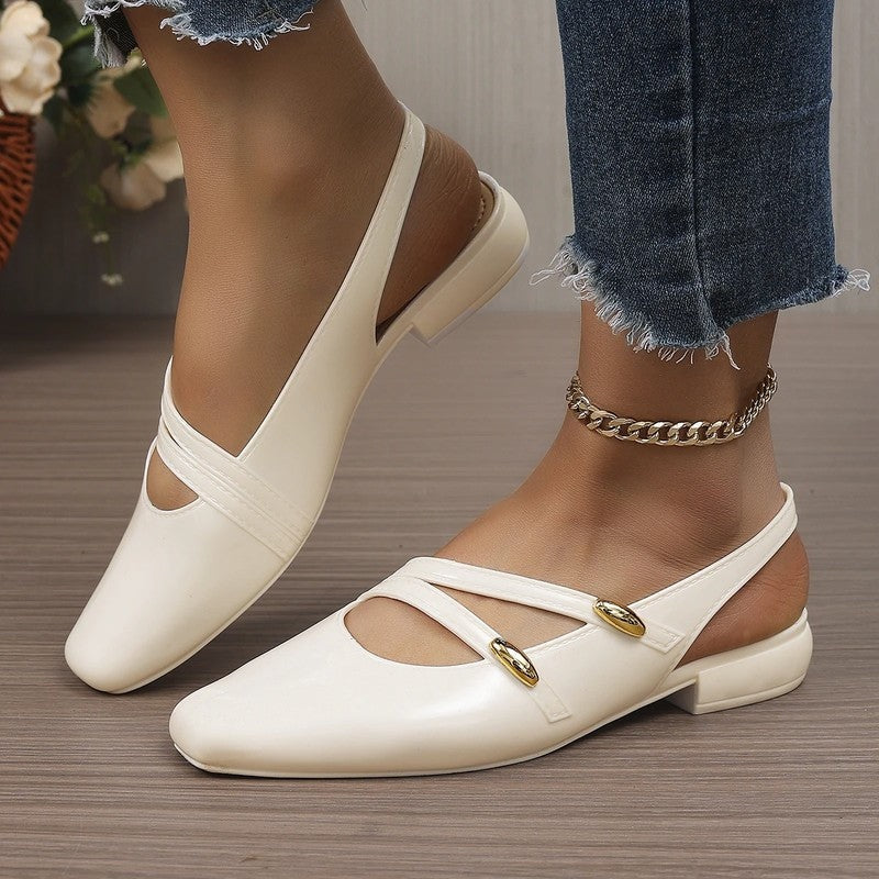 Lunelle Slingback Strap Square Toe Flats
