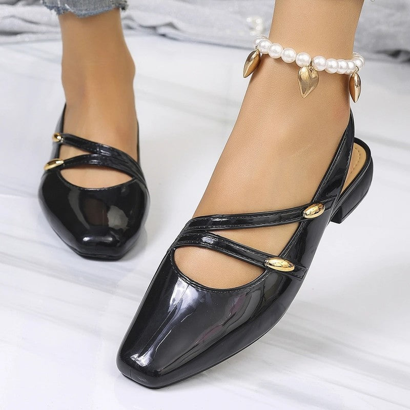 Lunelle Slingback Strap Square Toe Flats