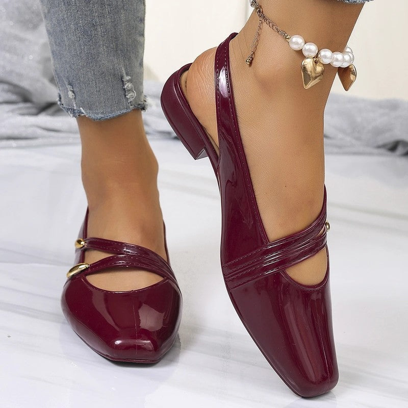 Lunelle Slingback Strap Square Toe Flats