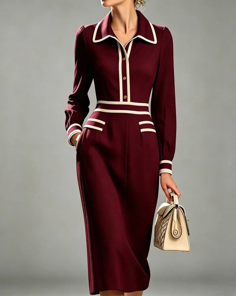 Lunetta Contrast Trim Midi Dress